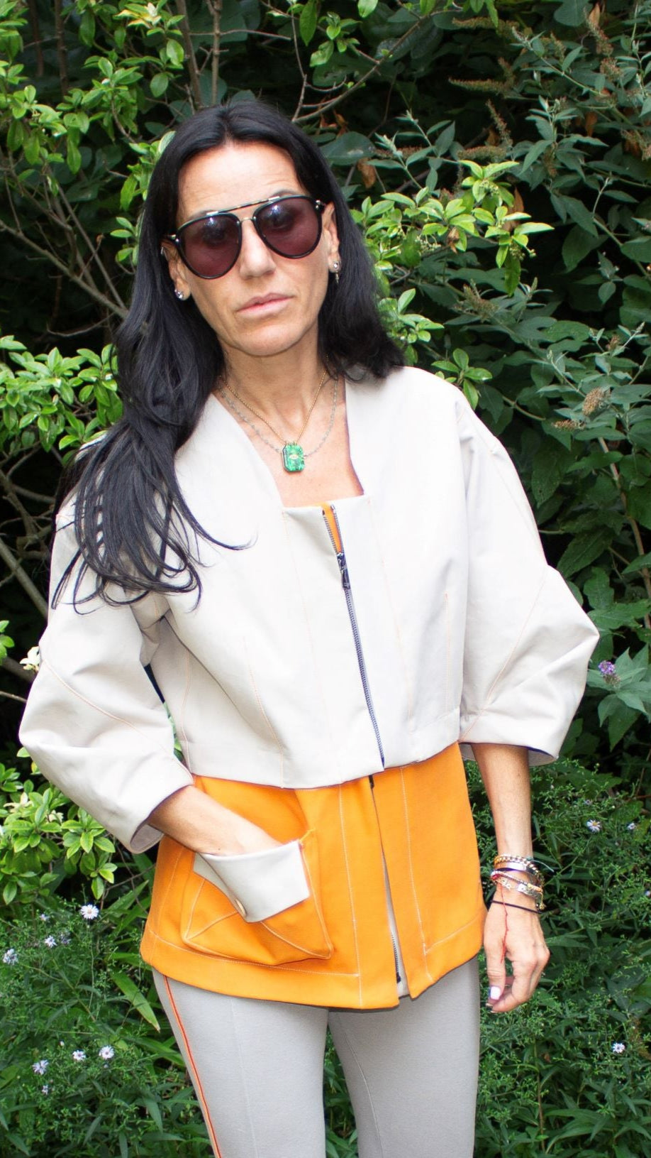 MULTIFUNCTIONAL JACKET BEIGE/ORANGE