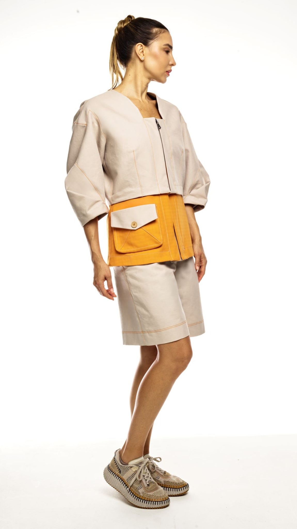 MULTIFUNCTIONAL JACKET BEIGE/ORANGE