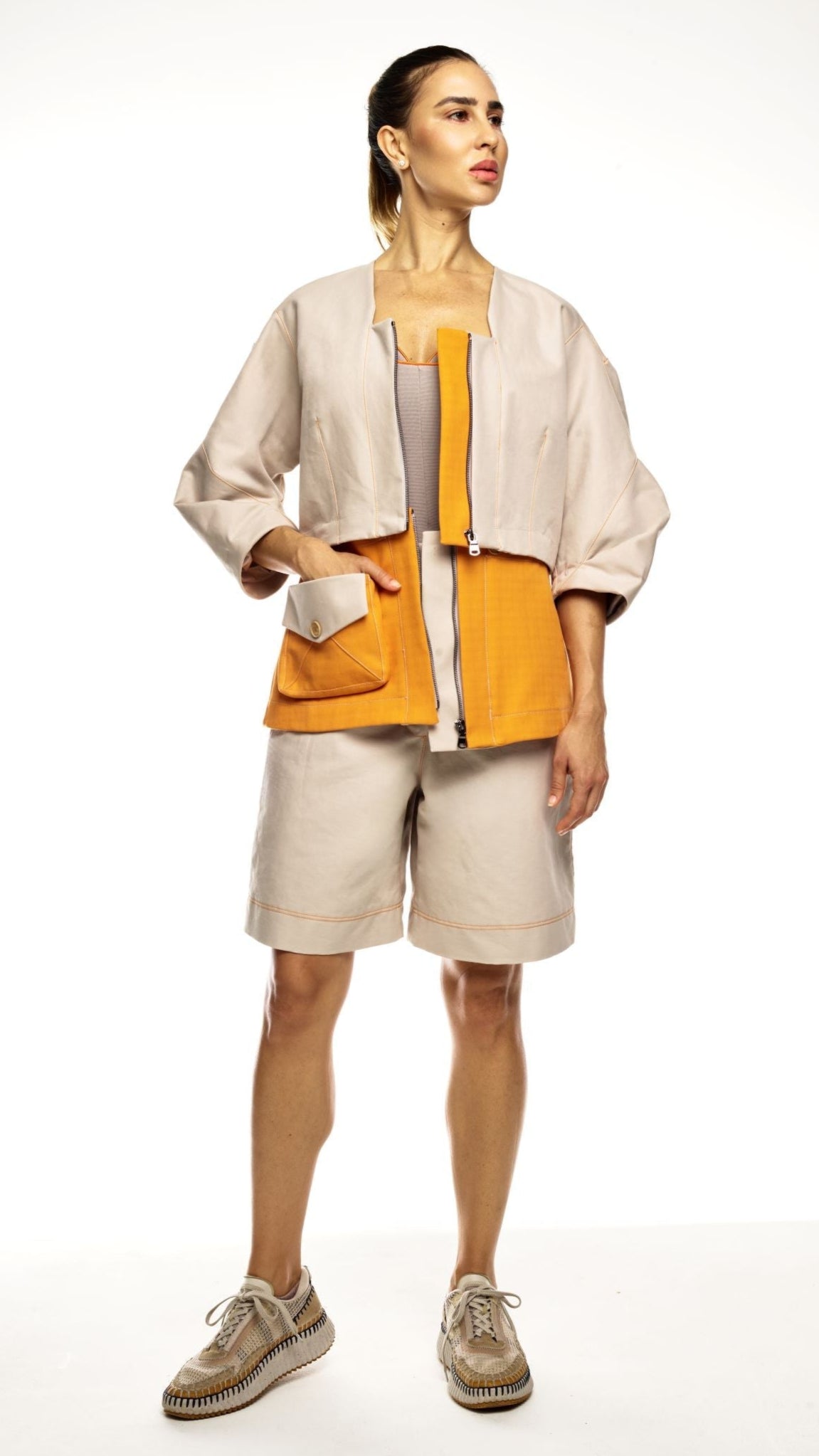 MULTIFUNCTIONAL JACKET BEIGE/ORANGE