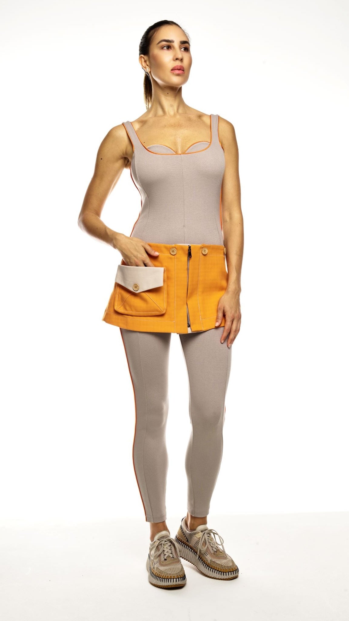 MULTIFUNCTIONAL JACKET BEIGE/ORANGE